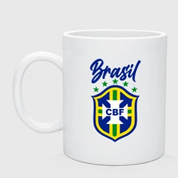 Кружка керамическая Brasil Football, цвет: белый