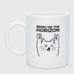 Кружка керамическая Bring Me the Horizon - rock cat, цвет: белый