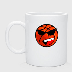 Кружка керамическая Баскетбольный мяч в очках, цвет: белый