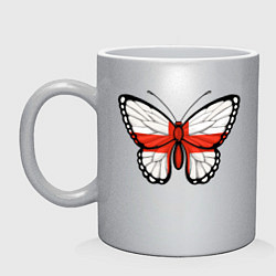 Кружка керамическая Бабочка - Англия, цвет: серебряный