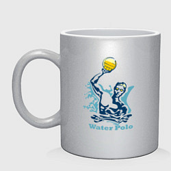 Кружка керамическая Водное поло бросок, цвет: серебряный