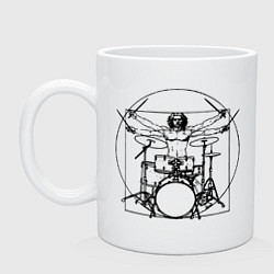 Кружка керамическая Vitruvian drummer, цвет: белый