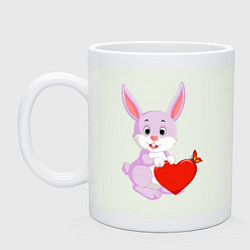 Кружка керамическая Кролик с сердцем, цвет: фосфор