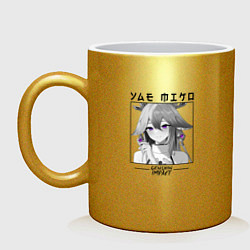 Кружка керамическая Яэ Мико жрица, цвет: золотой