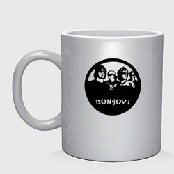 Кружка керамическая Bon Jovi rock, цвет: серебряный