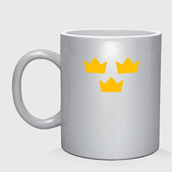 Кружка керамическая Шведский хоккей, цвет: серебряный