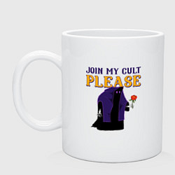 Кружка керамическая Join my cult please, цвет: белый