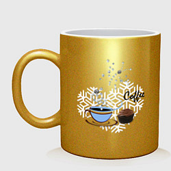 Кружка керамическая Новогодний снежный coffee, цвет: золотой