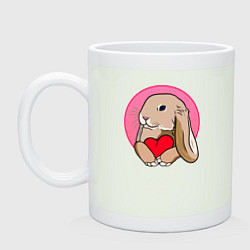 Кружка керамическая Кролик с красным сердечком, цвет: фосфор