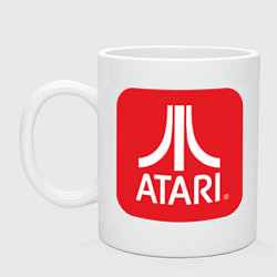 Кружка керамическая Atari logo, цвет: белый