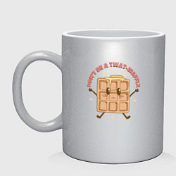 Кружка керамическая Kawaii не будь тупой вафлей, цвет: серебряный