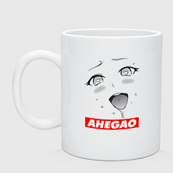 Кружка керамическая Лицо ахегао с логотипом, цвет: белый