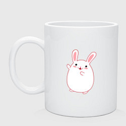 Кружка керамическая Круглый кролик, цвет: белый