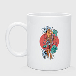 Кружка керамическая Японский карп кои, цвет: белый