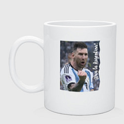 Кружка керамическая Viva la Argentina - Lionel Messi - world champion, цвет: белый