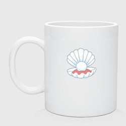 Кружка керамическая Мультяшная белая ракушка с жемчужиной, цвет: белый