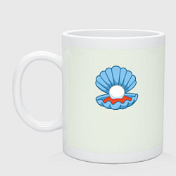 Кружка керамическая Мультяшная голубая ракушка с жемчужиной, цвет: фосфор