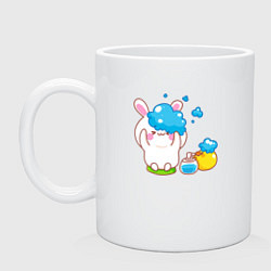 Кружка керамическая Зайчик купается, цвет: белый