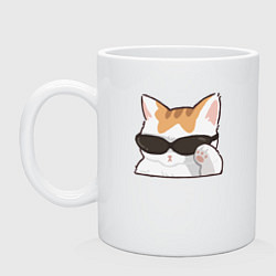 Кружка керамическая Бело-рыжий котик в очках, цвет: белый