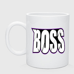 Кружка керамическая Босс надпись, цвет: белый
