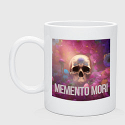 Кружка керамическая Череп в цветах memento mori, цвет: белый
