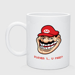 Кружка керамическая Mario player 1, цвет: белый