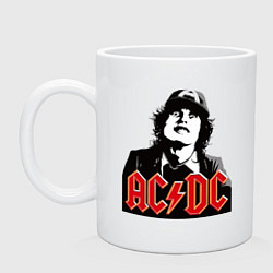 Кружка керамическая ACDC rock, цвет: белый