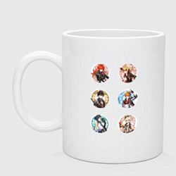 Кружка керамическая Персонажи игры Геншин Импакт, цвет: белый