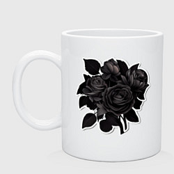 Кружка керамическая Букет и черные розы, цвет: белый
