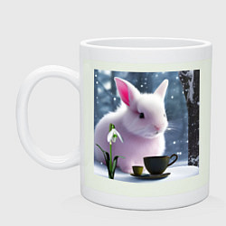 Кружка керамическая Зайчонок с подснежником, цвет: фосфор