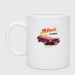 Кружка керамическая Ретро маслкар Ford Mustang, цвет: белый