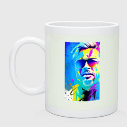 Кружка керамическая Brad Pitt - sketch - pop art, цвет: фосфор