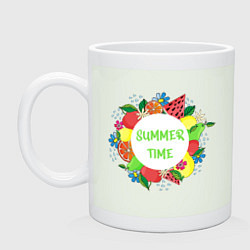 Кружка керамическая Летние фрукты и цветы - время лета, цвет: фосфор