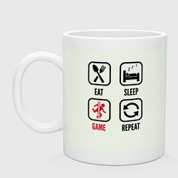 Кружка керамическая Eat - sleep - Portal - repeat, цвет: фосфор