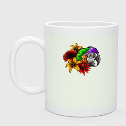 Кружка керамическая Попугай в цветах, цвет: фосфор