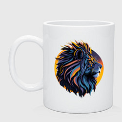 Кружка керамическая Африканский лев, цвет: белый