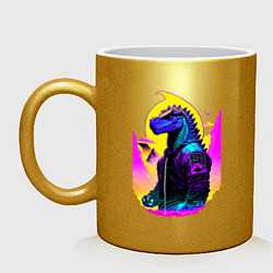 Кружка керамическая Cool dinosaur - cyberpunk - neural network, цвет: золотой