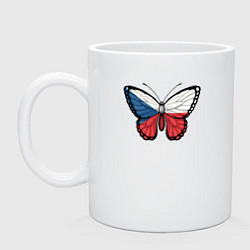 Кружка керамическая Чехия бабочка, цвет: белый