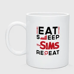 Кружка керамическая Надпись: eat sleep The Sims repeat, цвет: белый