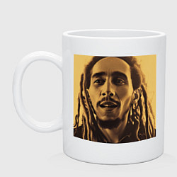 Кружка керамическая Сепия Арт Боб Марли, цвет: белый