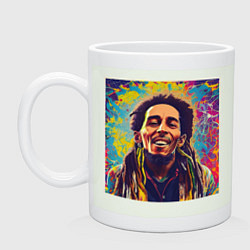 Кружка керамическая Граффити Кляксы Арт Боб Марли, цвет: фосфор