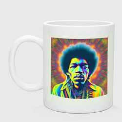 Кружка керамическая Jimi Hendrix Magic Glitch Art, цвет: фосфор