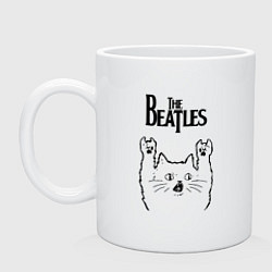 Кружка керамическая The Beatles - rock cat, цвет: белый