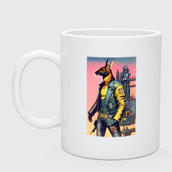 Кружка керамическая Kangaroo - cyberpunk - neural network - art, цвет: белый