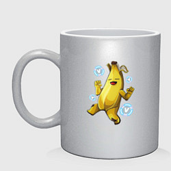 Кружка керамическая Банан с В-баксами Фортнайт, цвет: серебряный