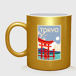 Кружка керамическая Tokyo - japan, цвет: золотой