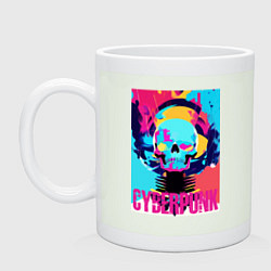 Кружка керамическая Cool skull - cyberpunk - pop art, цвет: фосфор