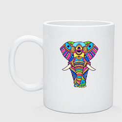 Кружка керамическая Разноцветный слон, цвет: белый