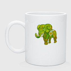 Кружка керамическая Зелёный слон, цвет: белый