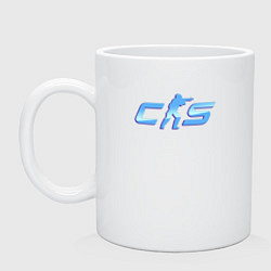 Кружка керамическая CS2 blue logo, цвет: белый
